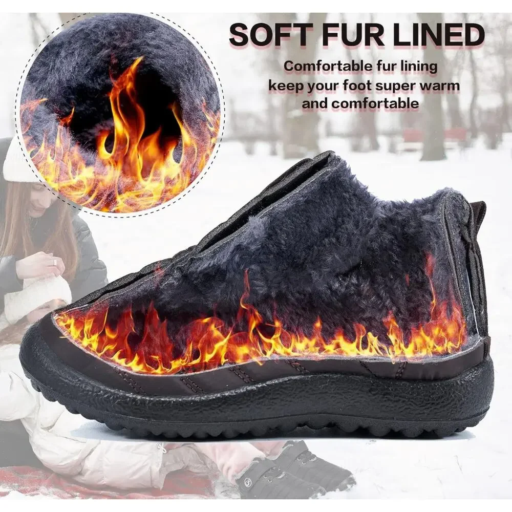 NEW Ablanczoom Boy’s Insulated Snow Boots Black Size 11.5